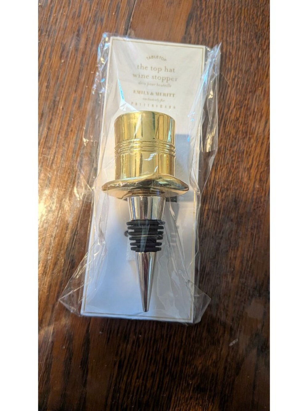 Pottery Barn Emily & Meritt top hat wine bottle stopper NEW